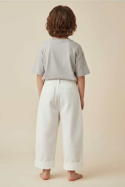 Pantalon Fluide Blanc Ample Décontracté Coton Enfants - vue 2