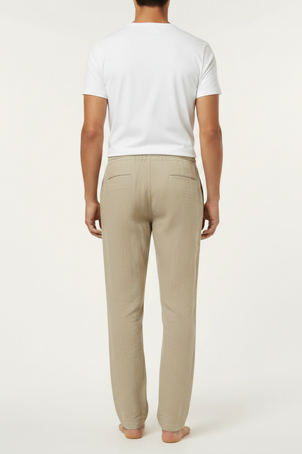 Pantalon Fluide Été Homme - Beige Lin - vue 2