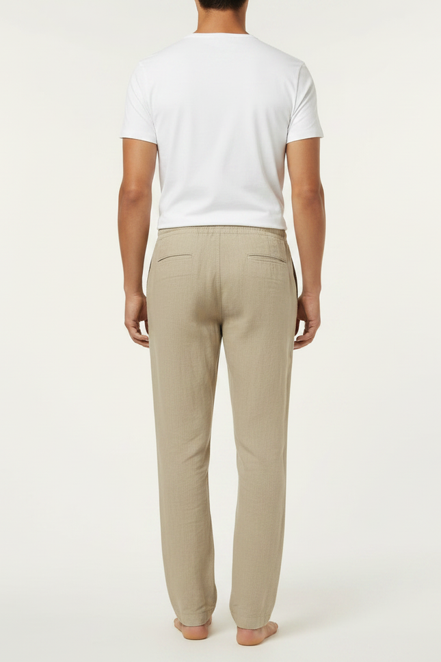 Pantalon Fluide Été Homme - Beige Lin - vue 2