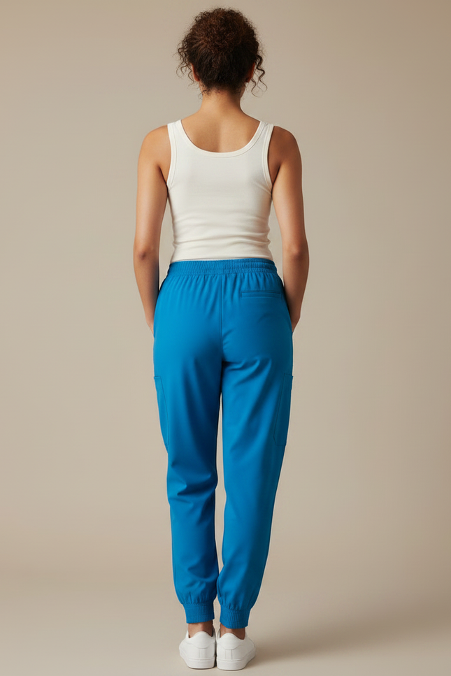 Pantalon Fluide Bleu Cordon De Serrage Jogger Femme - Polyester - vue 2
