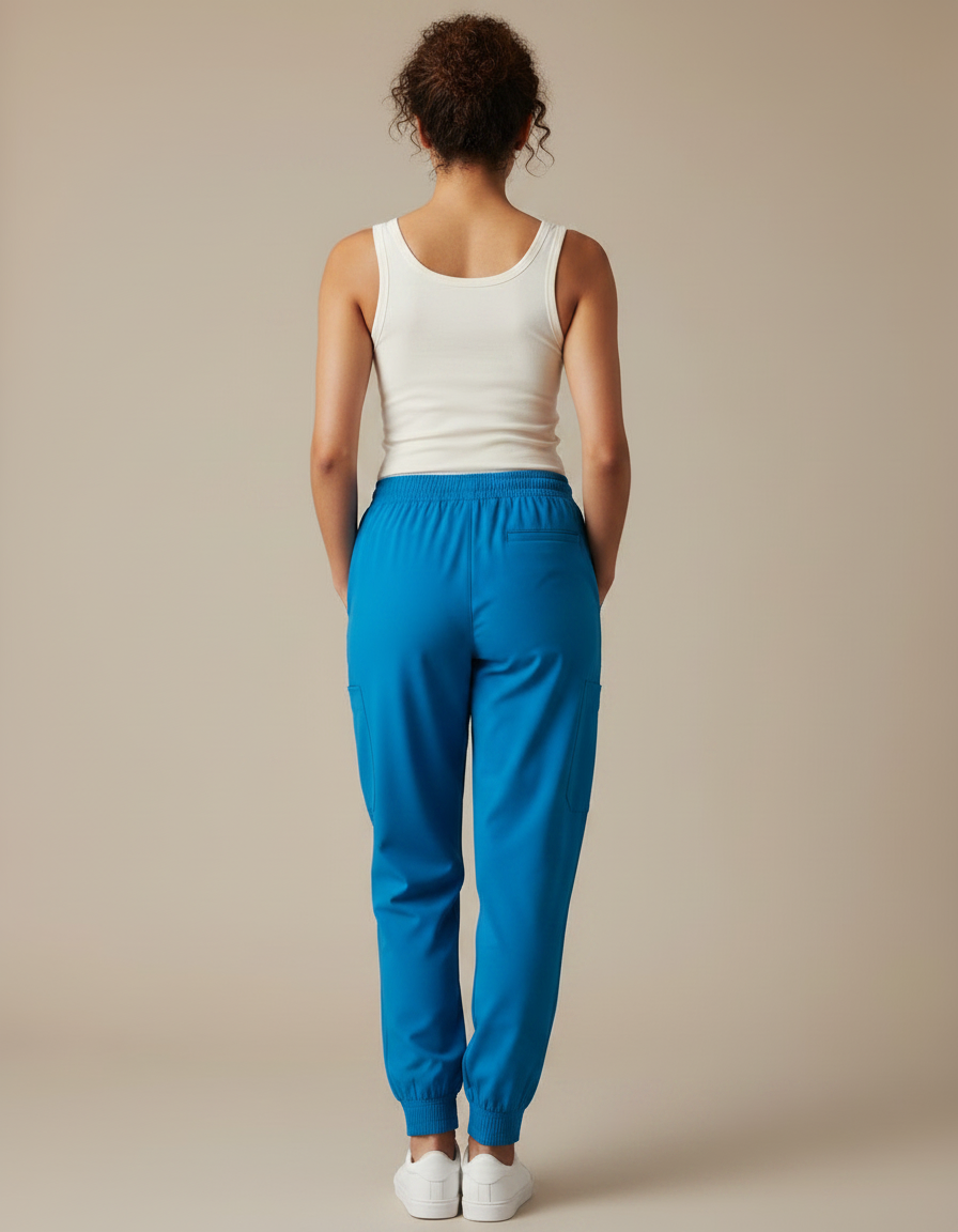 Pantalon Fluide Bleu Cordon De Serrage Jogger Femme - Polyester - vue 2