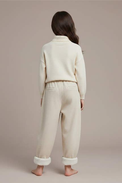 Pantalon Fluide Beige Côtelé Ample Doublé Enfant - Cordé - vue 2
