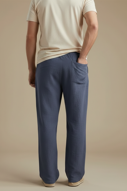 Pantalon Fluide Coton Bio - Bleu Lin - vue 2