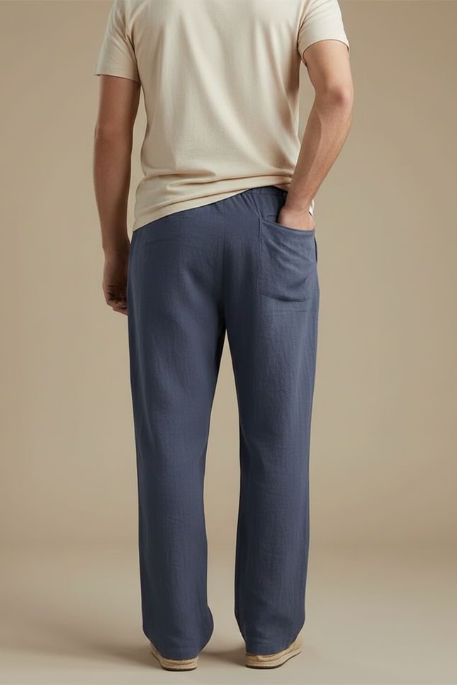 Pantalon Fluide Coton Bio - Bleu Lin - vue 2