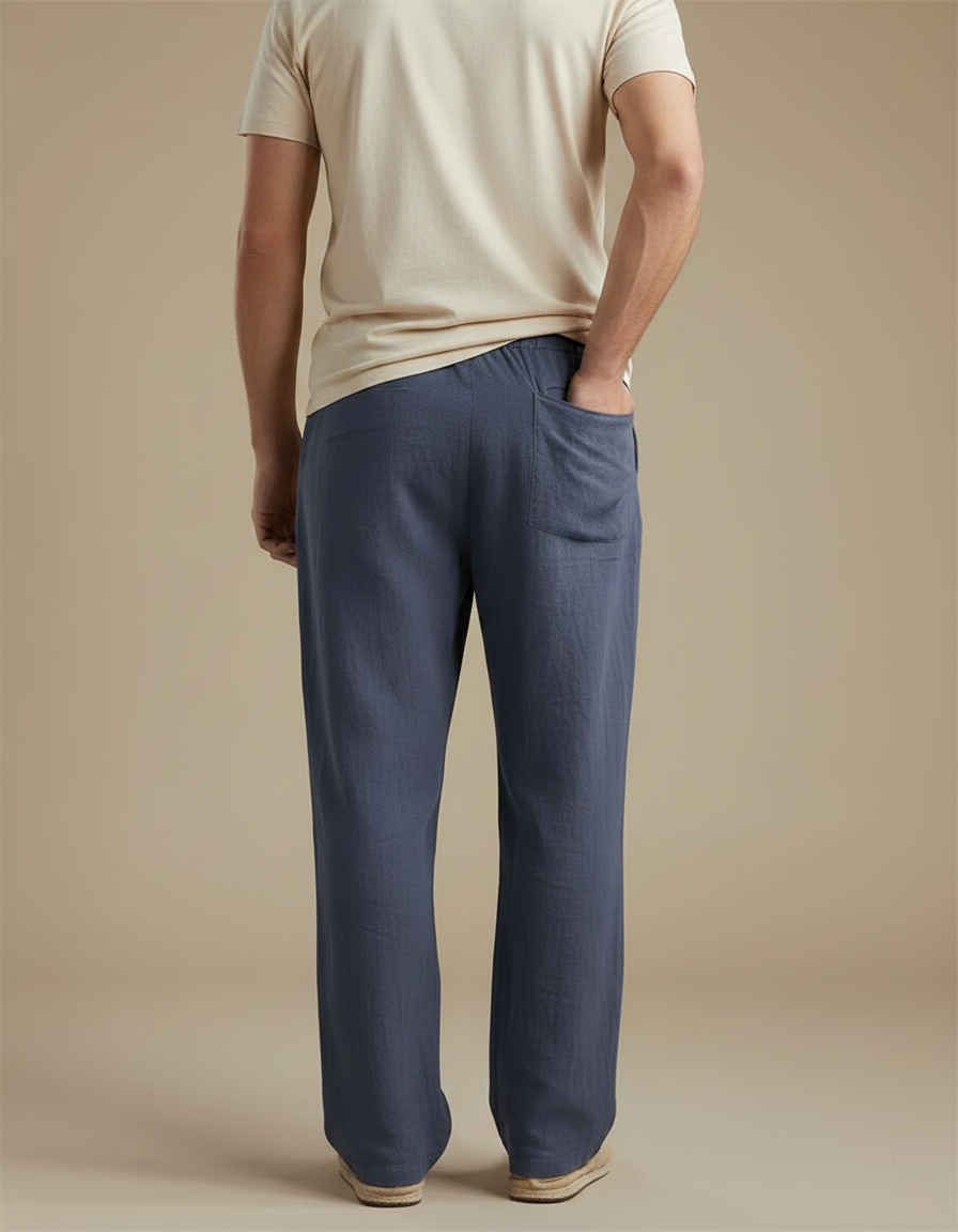 Pantalon Fluide Coton Bio - Bleu Lin - vue 2