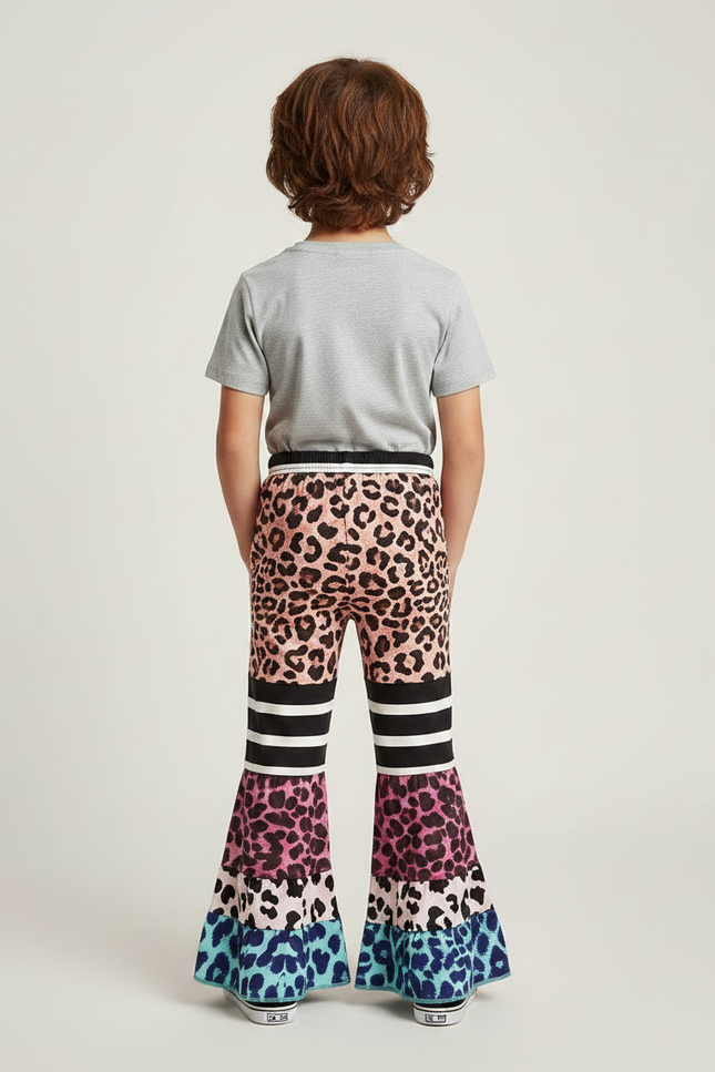 Pantalon Fluide Léopard Évasé Multicolore Imprimé Enfant - Maille - vue 2