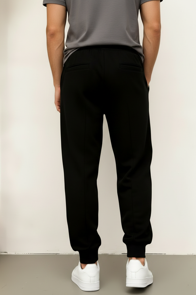 Pantalon Fluide Noir Ample Cordon Sport Casual Homme - Molleton - vue 2
