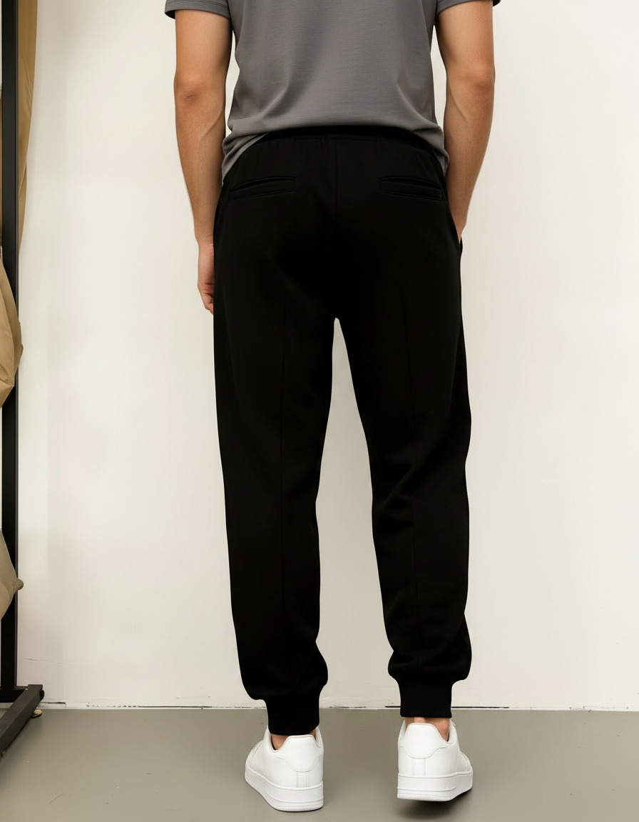 Pantalon Fluide Noir Ample Cordon Sport Casual Homme - Molleton - vue 2