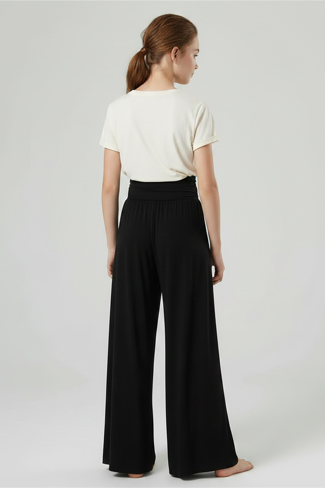 Pantalon Fluide Noir Ample Taille Haute Jazz - Viscose - vue 2