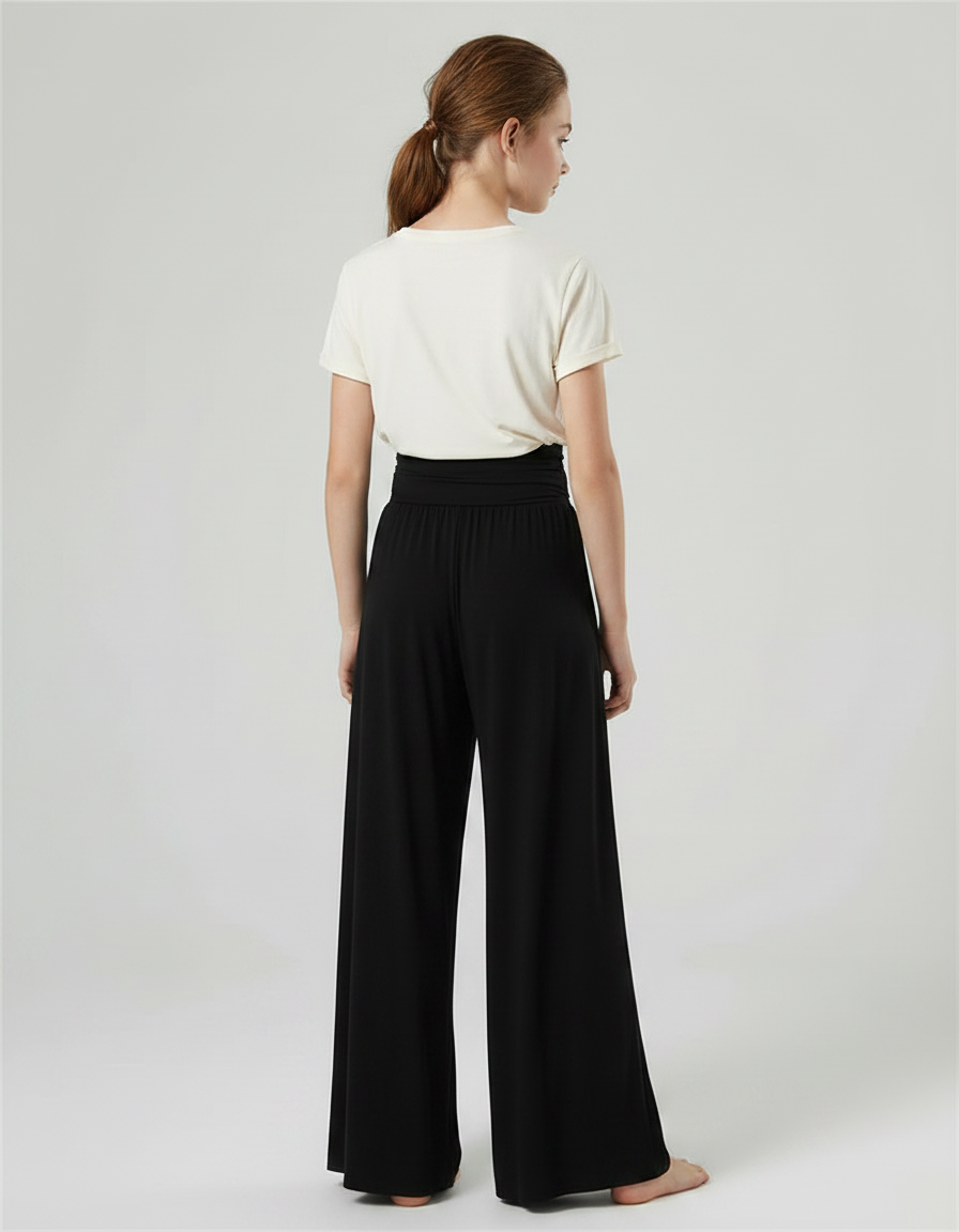 Pantalon Fluide Noir Ample Taille Haute Jazz - Viscose - vue 2
