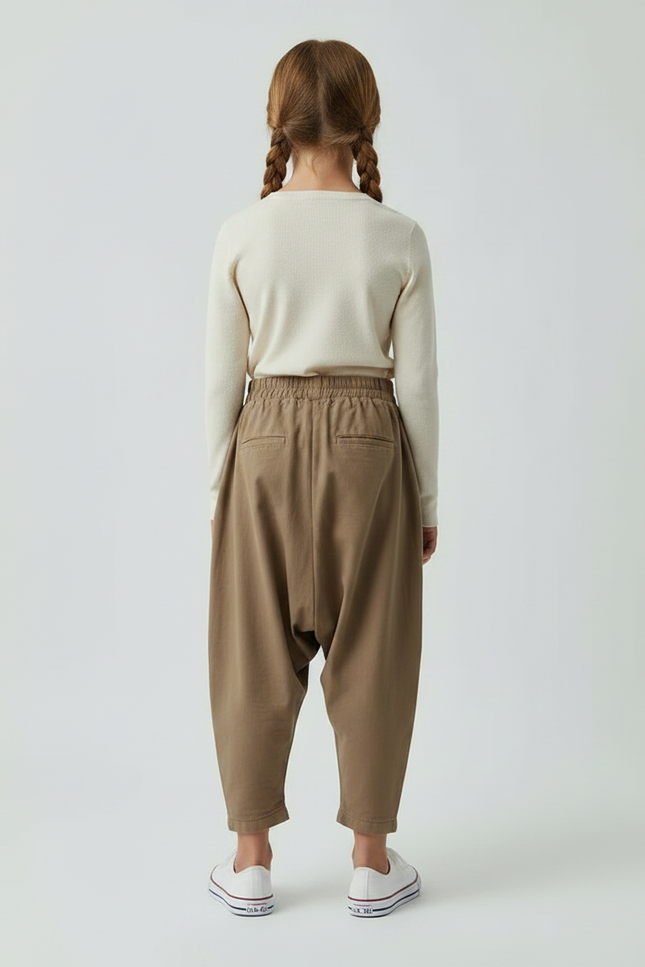 Pantalon Fluide Fille Kaki Coupe Ample - Coton - vue 2