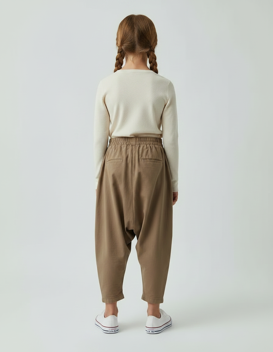 Pantalon Fluide Fille Kaki Coupe Ample - Coton - vue 2