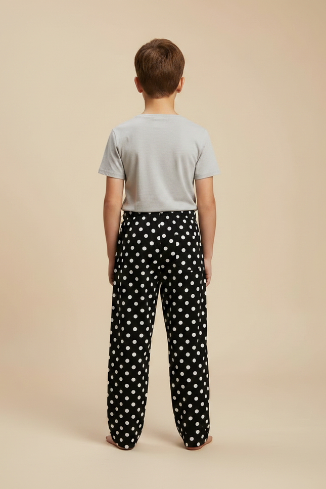 Pantalon Fluide Noir Pois Blancs Ample Décontracté Enfant - Viscose - vue 2