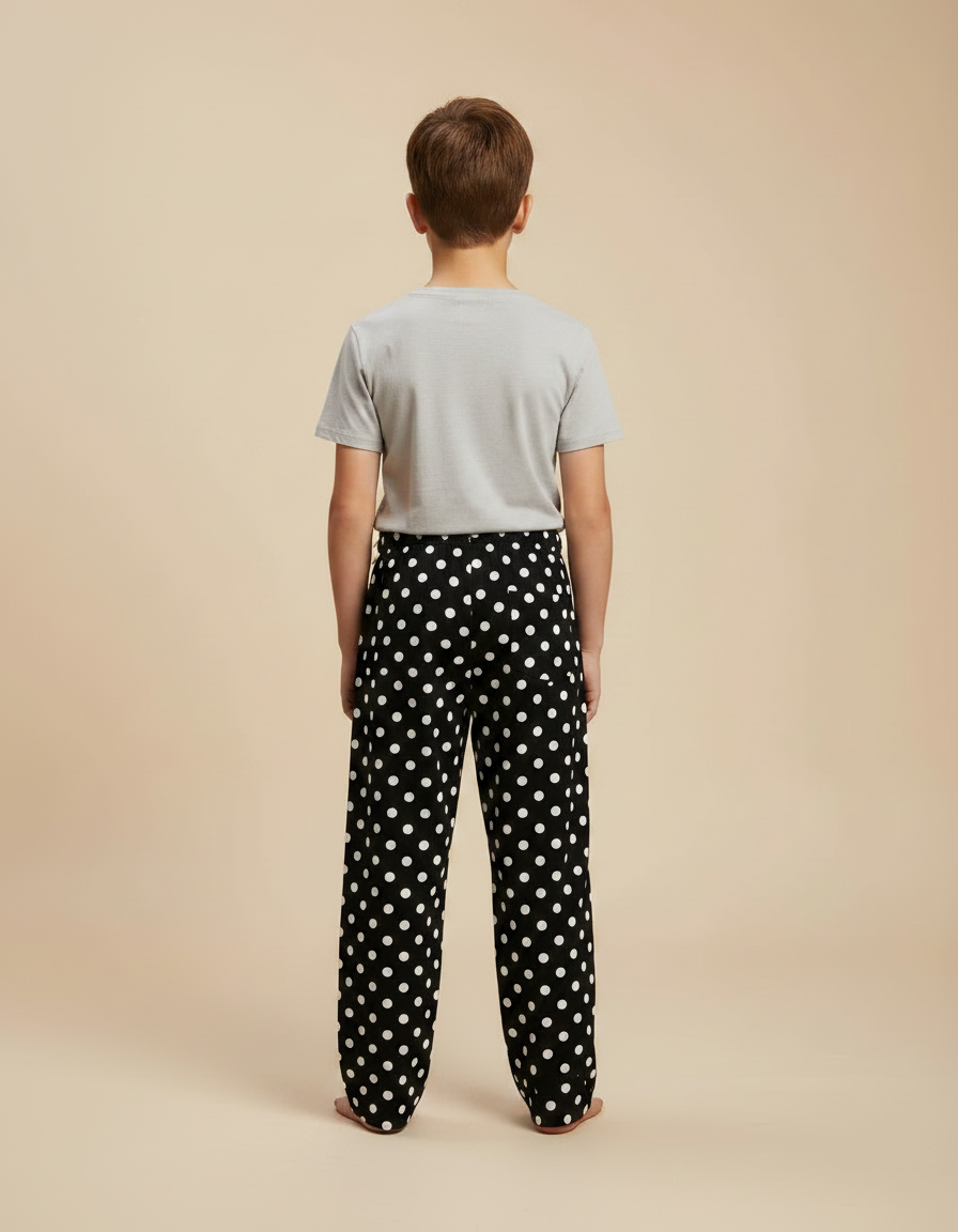 Pantalon Fluide Noir Pois Blancs Ample Décontracté Enfant - Viscose - vue 2