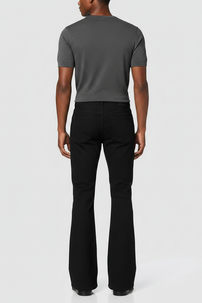 Pantalon Fluide Noir Évasé Slim Coton Homme - vue 2