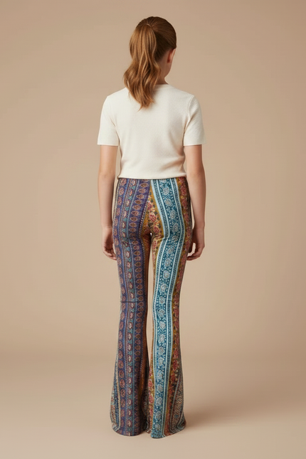Pantalon Fluide Évasé Imprimé Bohème Multicolore Confortable - Viscose - vue 2
