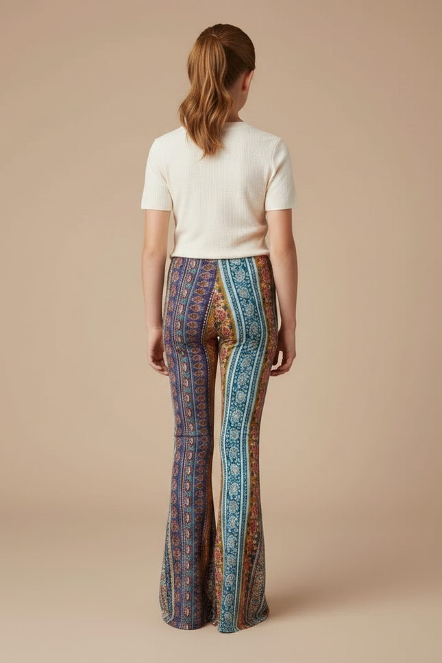 Pantalon Fluide Évasé Imprimé Bohème Multicolore Confortable - Viscose - vue 2