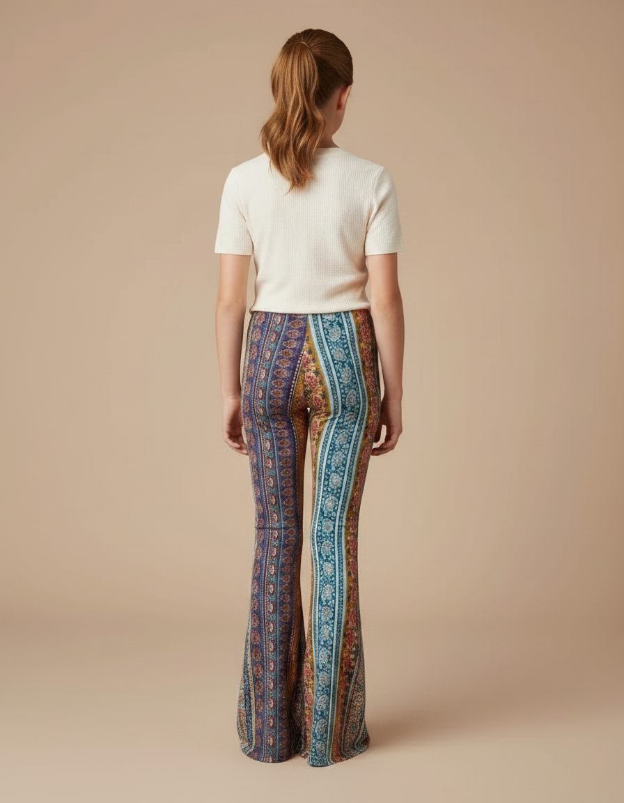 Pantalon Fluide Évasé Imprimé Bohème Multicolore Confortable - Viscose - vue 2