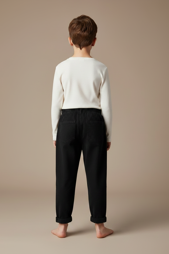 Pantalon Fluide Noir Ample Coton Enfant Décontracté - vue 2
