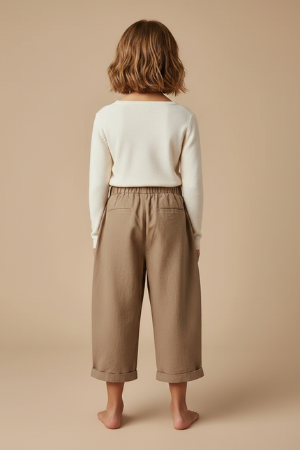 Pantalon Fluide Kaki Ample Coton Casual Enfant - vue 2