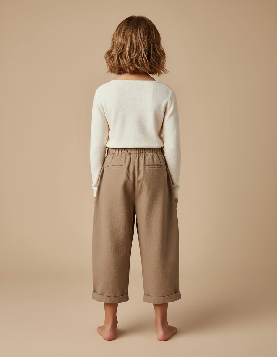 Pantalon Fluide Kaki Ample Coton Casual Enfant - vue 2