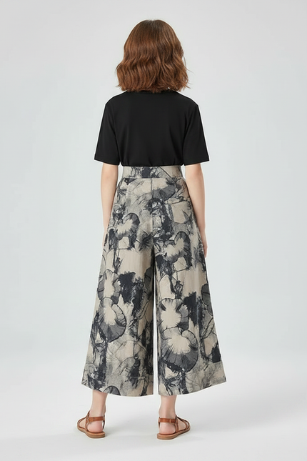 Pantalon Fluide Imprimé Floral Ample Taille Haute Confortable - Viscose - vue 2