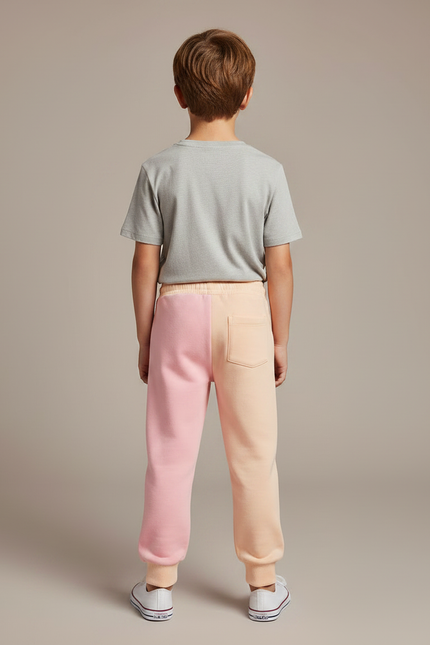 Pantalon Fluide Bicolore Rose Pêche Ample Décontracté Enfant - Multicolore Molleton - vue 2