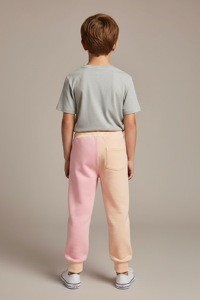 Pantalon Fluide Bicolore Rose Pêche Ample Décontracté Enfant - Multicolore Molleton - vue 2