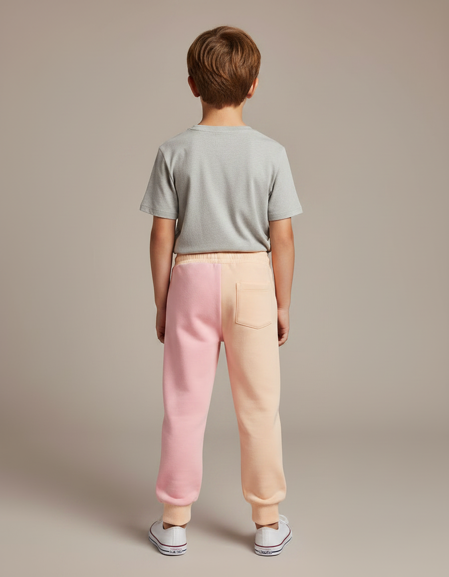 Pantalon Fluide Bicolore Rose Pêche Ample Décontracté Enfant - Multicolore Molleton - vue 2