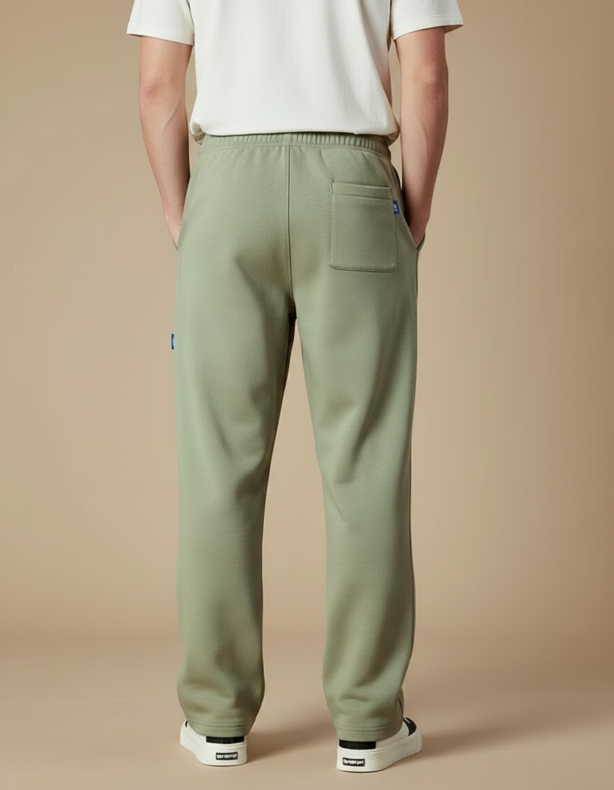 Pantalon Fluide Vert Ample Décontracté Sport Homme - Kaki Molleton - vue 2