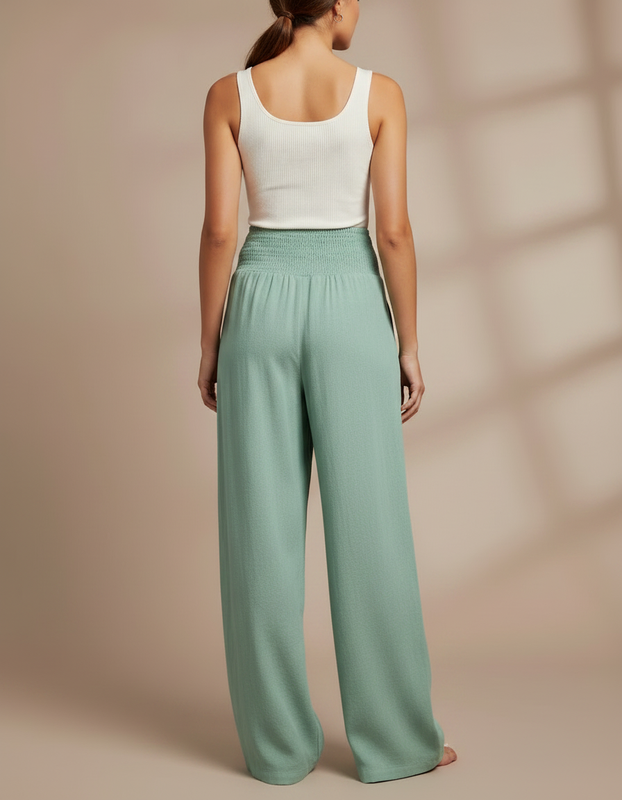 Pantalon Femme Grande Taille Fluide - Vert Viscose - vue 2