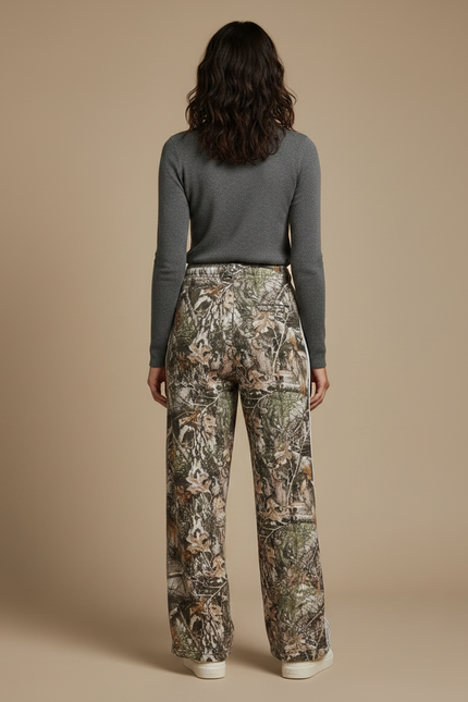 Pantalon Fluide Camouflage Rayé Ample Décontracté Coton - Imprimé Molleton - vue 2
