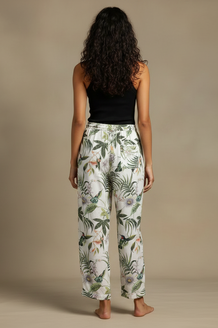 Pantalon Fluide Imprimé Tropical Ample Léger Estival - Lin - vue 2