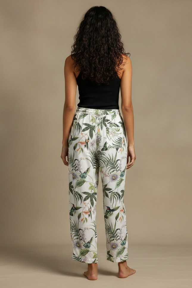 Pantalon Fluide Imprimé Tropical Ample Léger Estival - Lin - vue 2
