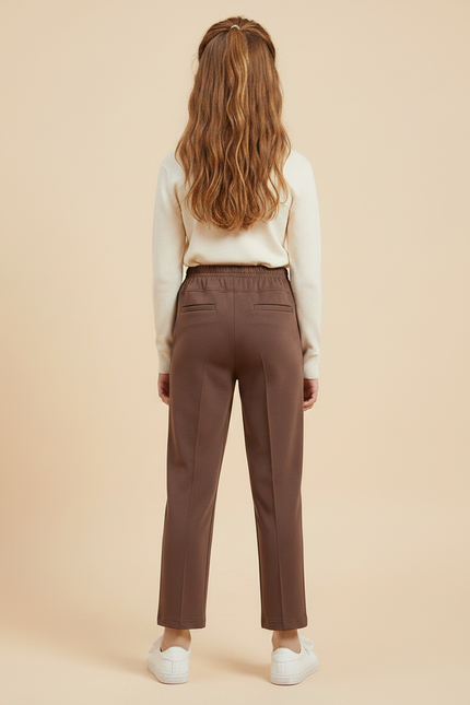 Pantalon Fluide Marron Droit Élastique Confortable Fille - Molleton - vue 2