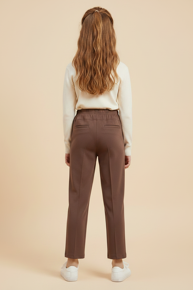Pantalon Fluide Marron Droit Élastique Confortable Fille - Molleton - vue 2