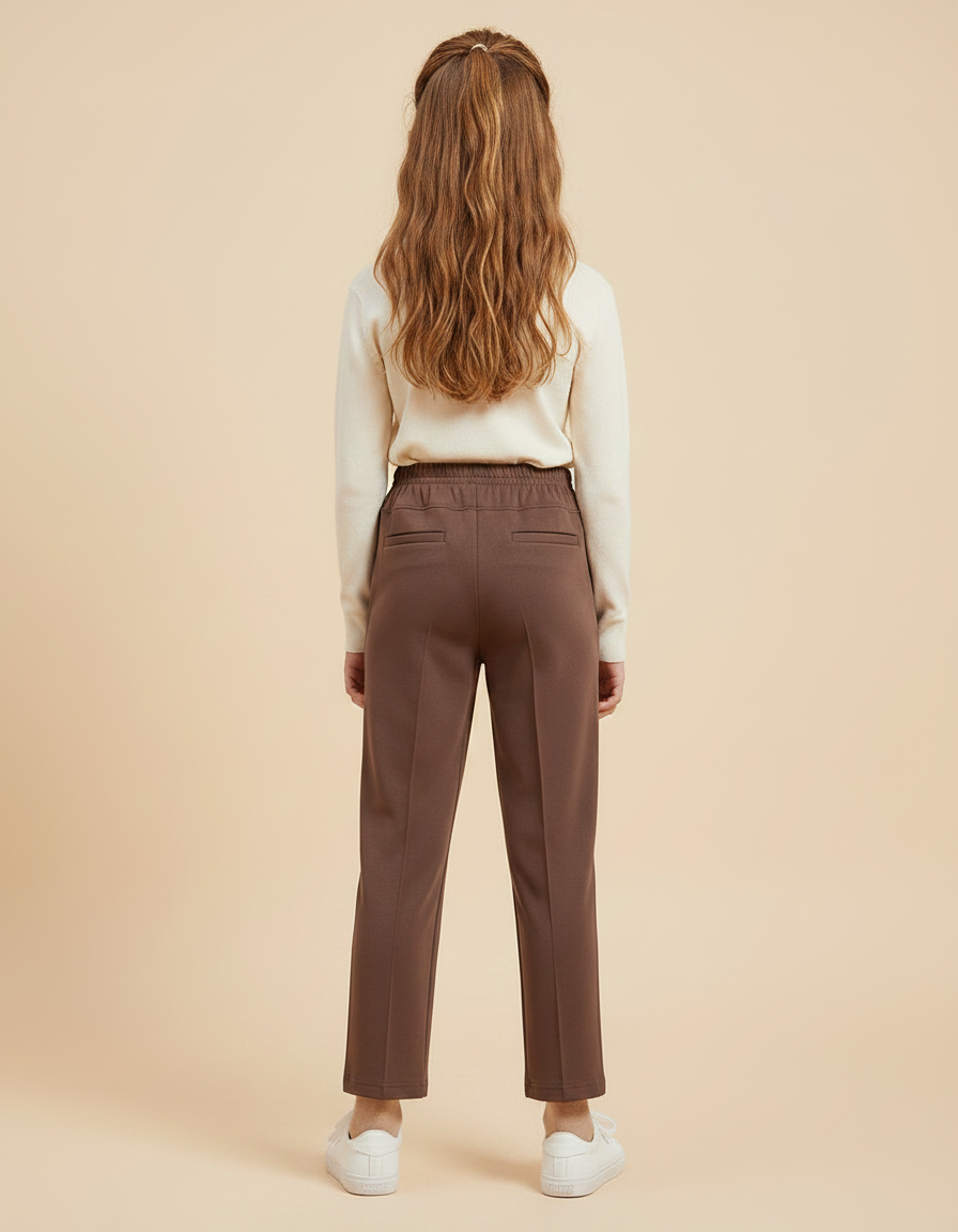 Pantalon Fluide Marron Droit Élastique Confortable Fille - Molleton - vue 2