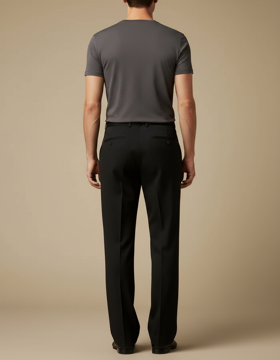 Pantalon Fluide Homme Noir Droit - Viscose - vue 2