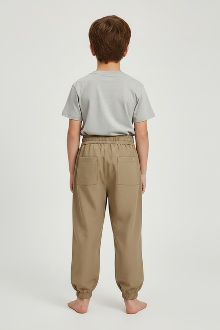 Pantalon Fluide Kaki Ample Cordon Cheville Élastiquée - Gabardine - vue 2