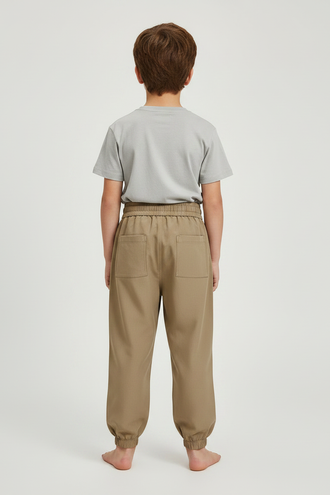 Pantalon Fluide Kaki Ample Cordon Cheville Élastiquée - Gabardine - vue 2