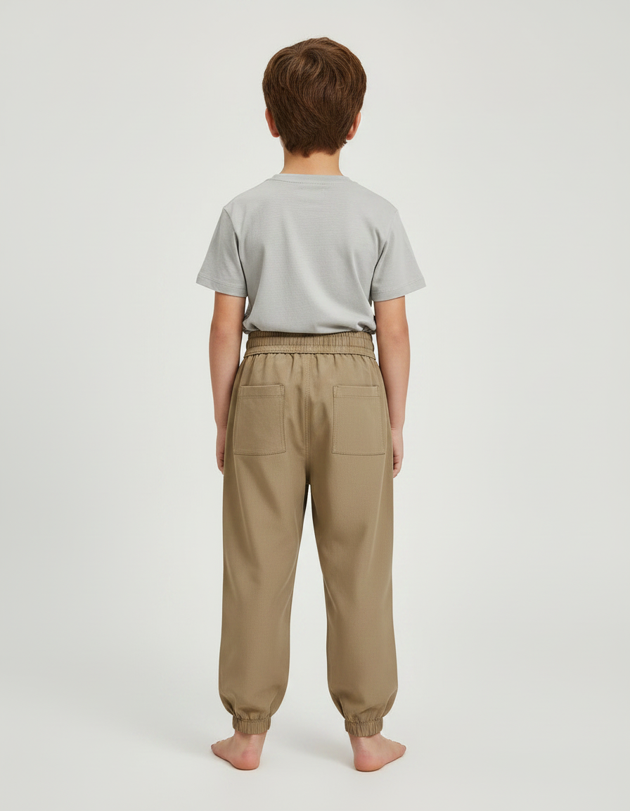 Pantalon Fluide Kaki Ample Cordon Cheville Élastiquée - Gabardine - vue 2