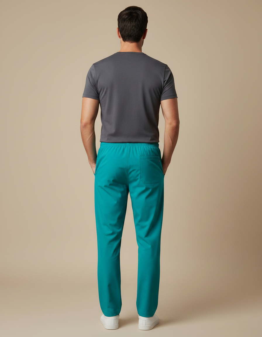 Pantalon Fluide Vert Émeraude Droit Décontracté Homme - Polyester - vue 2