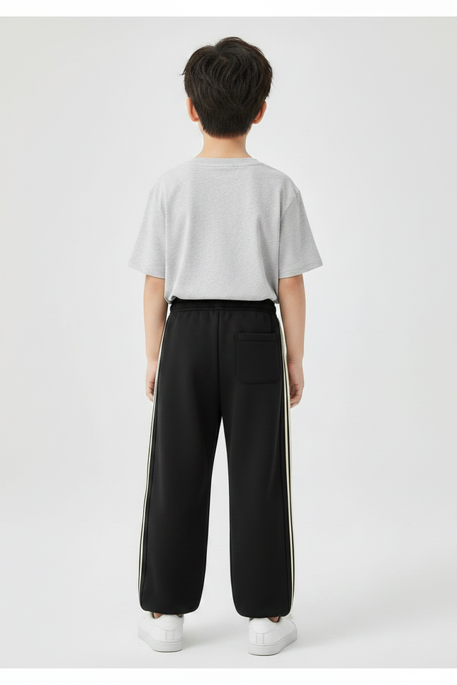 Pantalon Fluide Noir Ample Sport Rayures Latérales Enfant - Molleton - vue 2