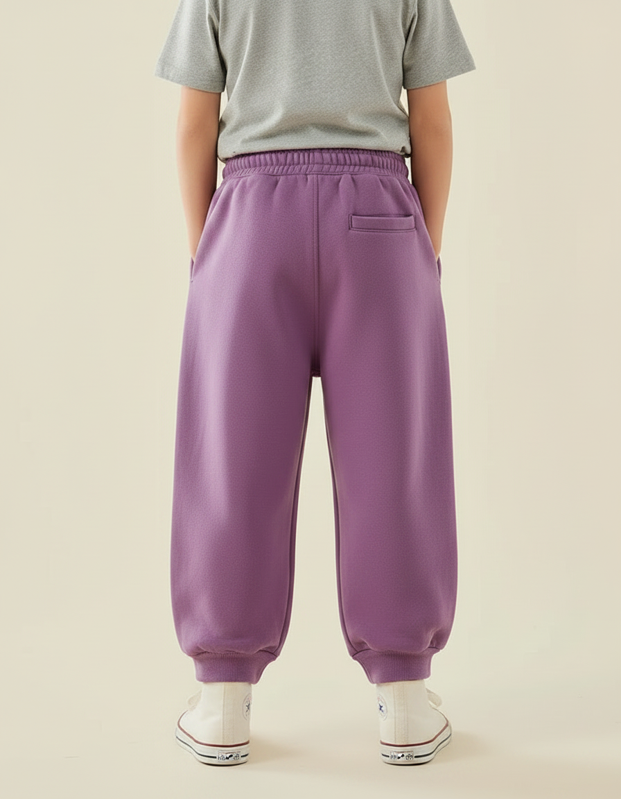 Pantalon Fluide Violet Ample Coton Décontracté Enfant - Molleton - vue 2