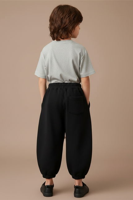 Pantalon Fluide Garçon Noir Coupe Ample Coton - Molleton - vue 2