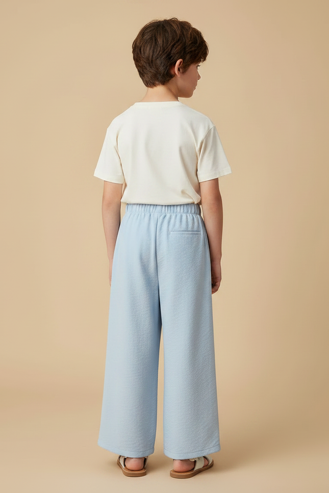 Pantalon Fluide Bleu Ciel Ample Droit Décontracté Léger - Viscose - vue 2