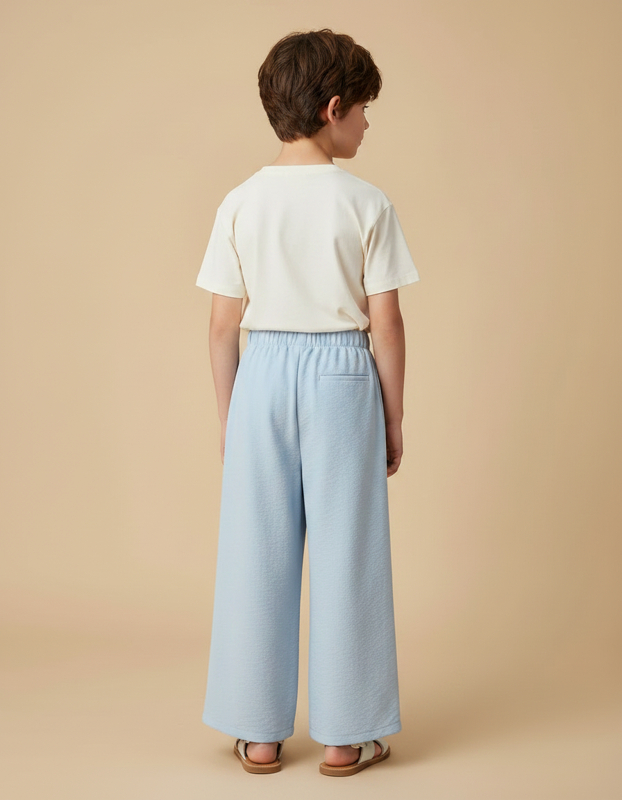 Pantalon Fluide Bleu Ciel Ample Droit Décontracté Léger - Viscose - vue 2