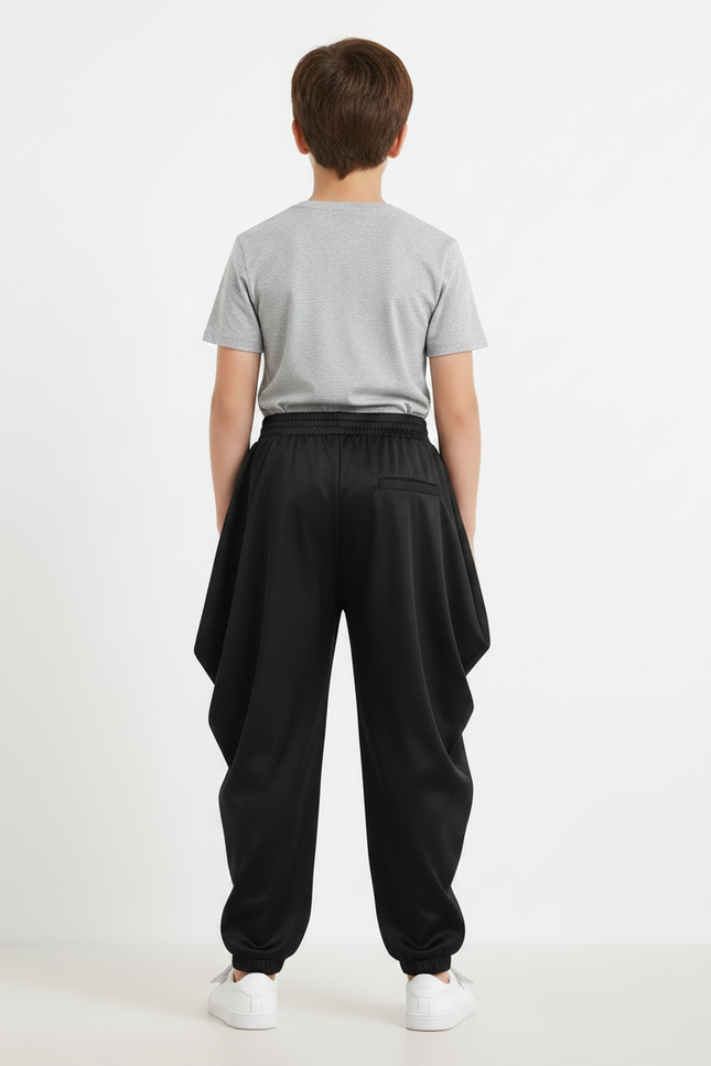 Pantalon Fluide Noir Ample Harem Garçon - Polyester - vue 2