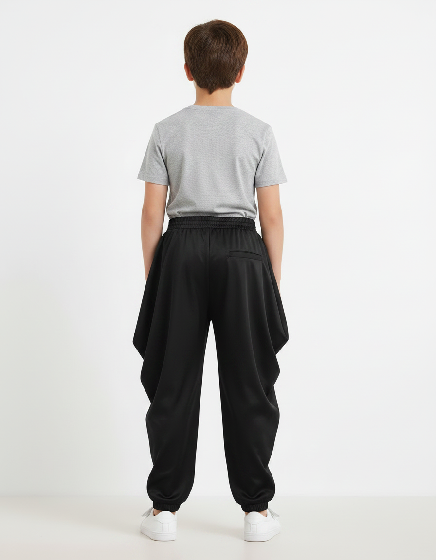Pantalon Fluide Noir Ample Harem Garçon - Polyester - vue 2