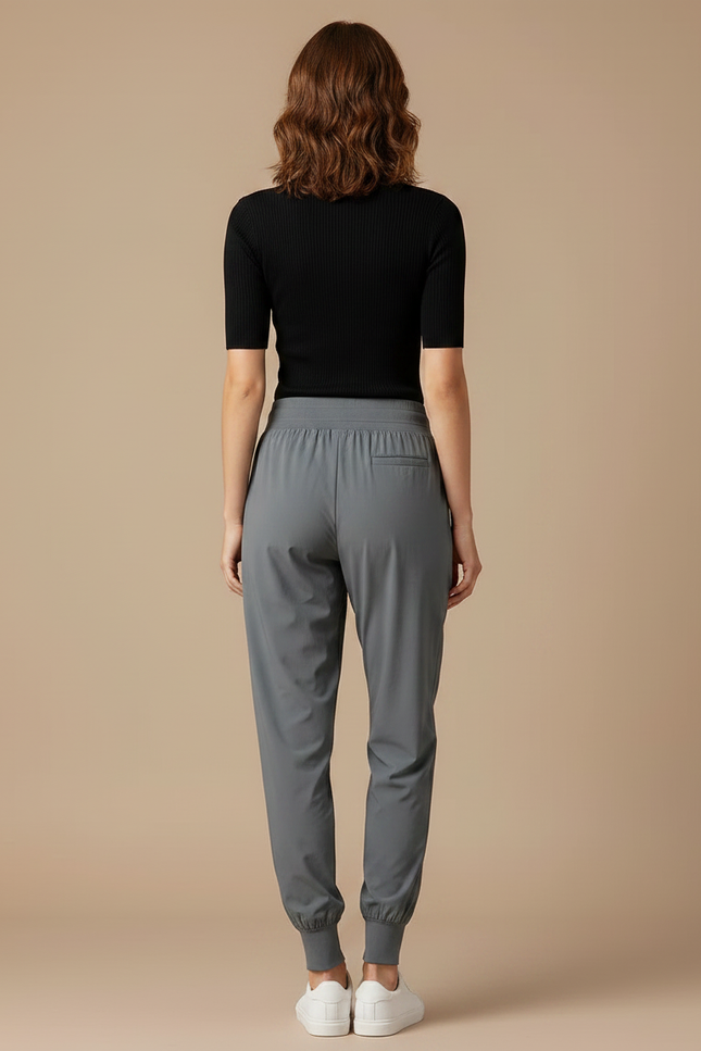 Pantalon Fluide Gris Cordon Ample Sport Femme - Polyester - vue 2